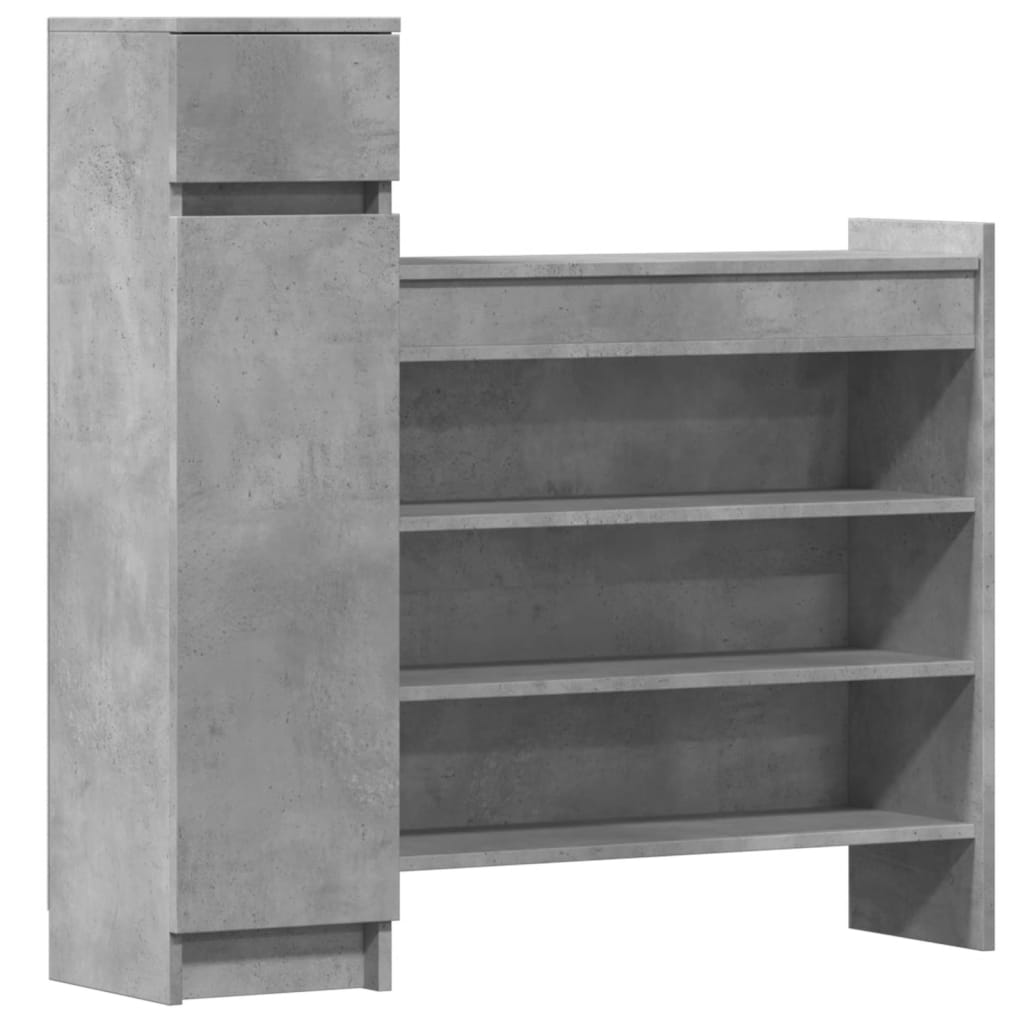 Armoire à chaussures gris béton bois d'ingénierie - XIOS