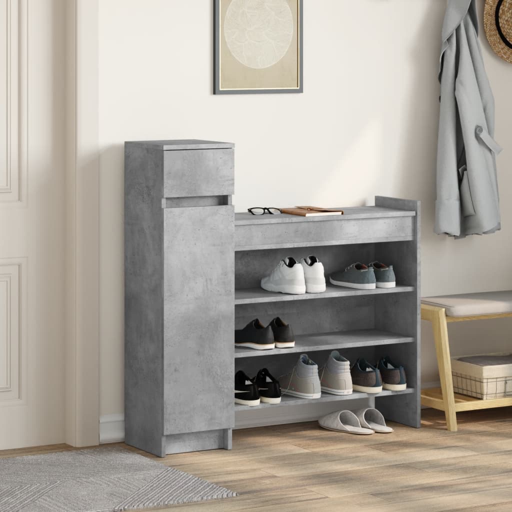 Armoire à chaussures gris béton bois d'ingénierie - XIOS