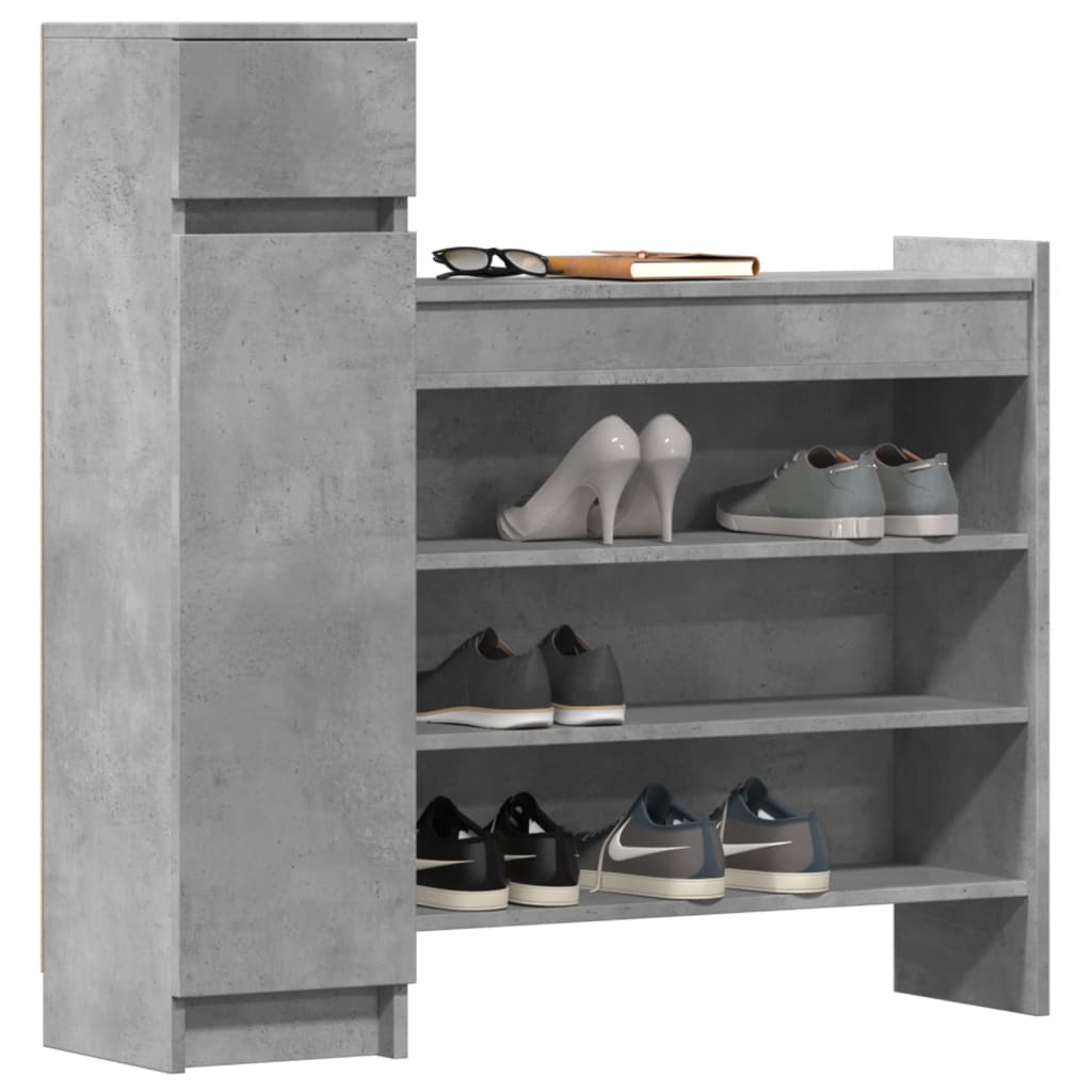 Armoire à chaussures gris béton bois d'ingénierie - XIOS