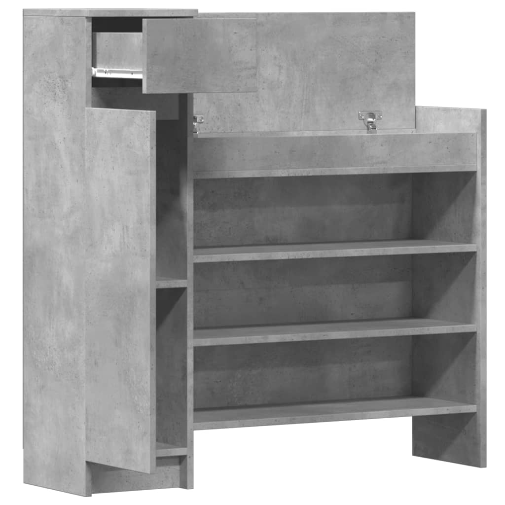Armoire à chaussures gris béton bois d'ingénierie - XIOS