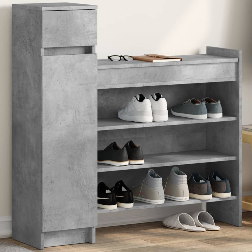 Armoire à chaussures gris béton bois d'ingénierie - XIOS