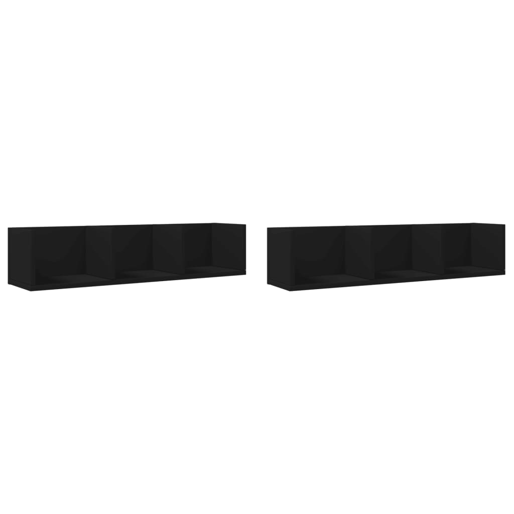 Armoires murales 2 pcs noir 75x18x16,5 cm bois d'ingénierie - XIOS