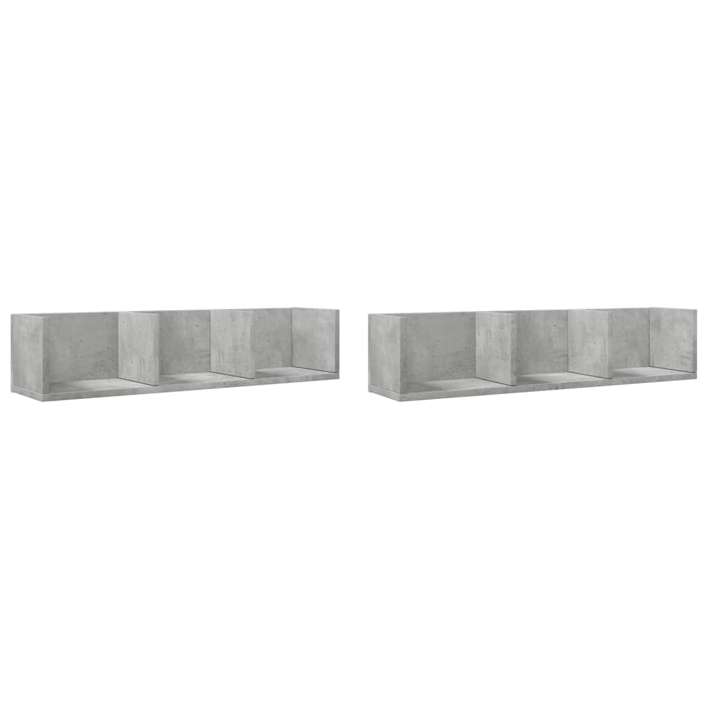Armoires murales 2pcs gris béton 75x18x16,5cm bois d'ingénierie - XIOS