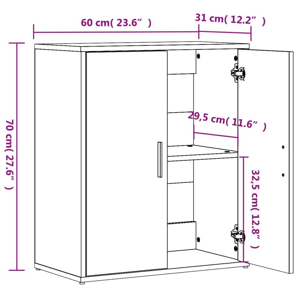 Buffet gris béton 60x31x70 cm bois d'ingénierie - XIOS