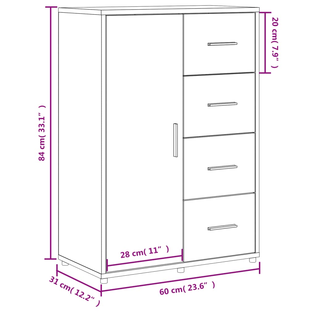 Buffet gris béton 60x31x84 cm bois d'ingénierie - XIOS