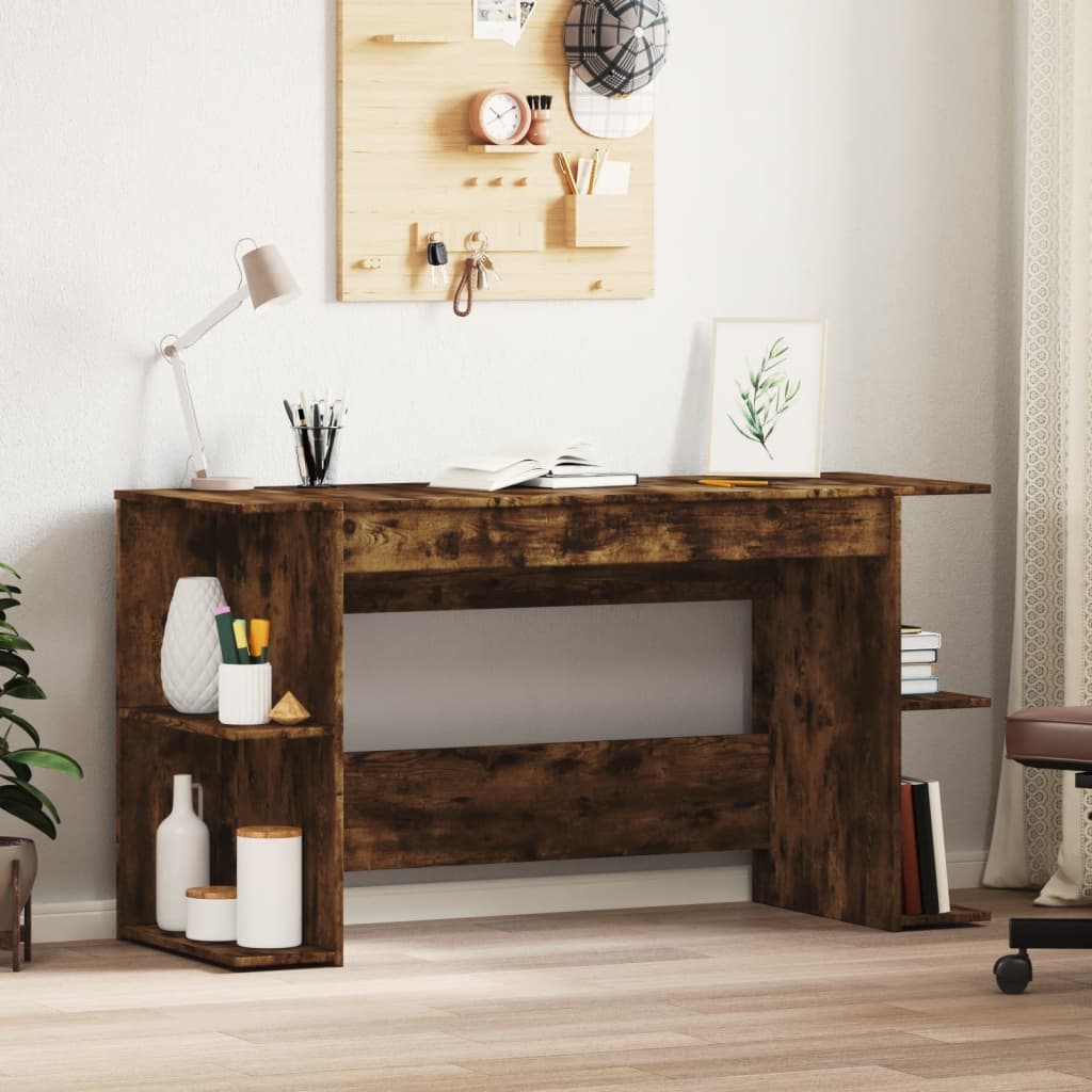 Bureau chêne fumé 140x50x75 cm bois d'ingénierie - XIOS