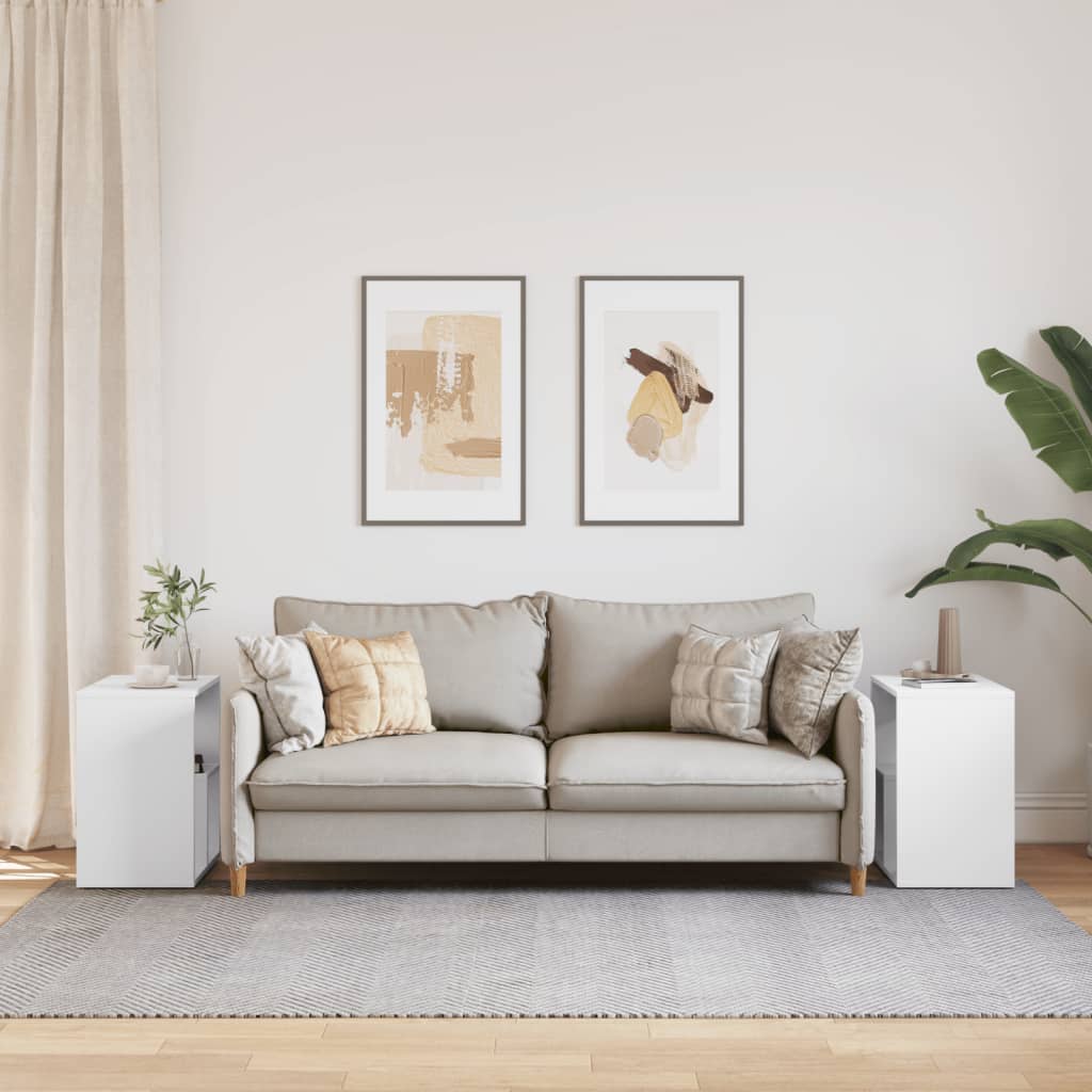 Tables d'appoint 2 pcs blanc 50x30x50 cm bois d’ingénierie - XIOS