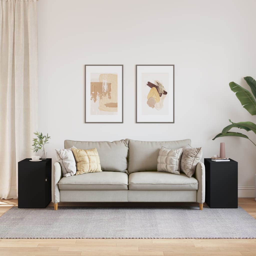 Tables d'appoint 2 pcs noir 50x30x50 cm bois d’ingénierie - XIOS