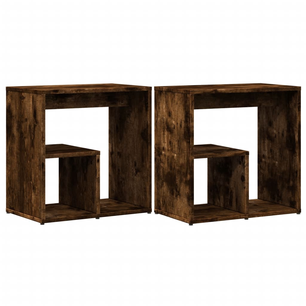 Tables d'appoint 2 pcs chêne fumé 50x30x50 cm bois d'ingénierie - XIOS
