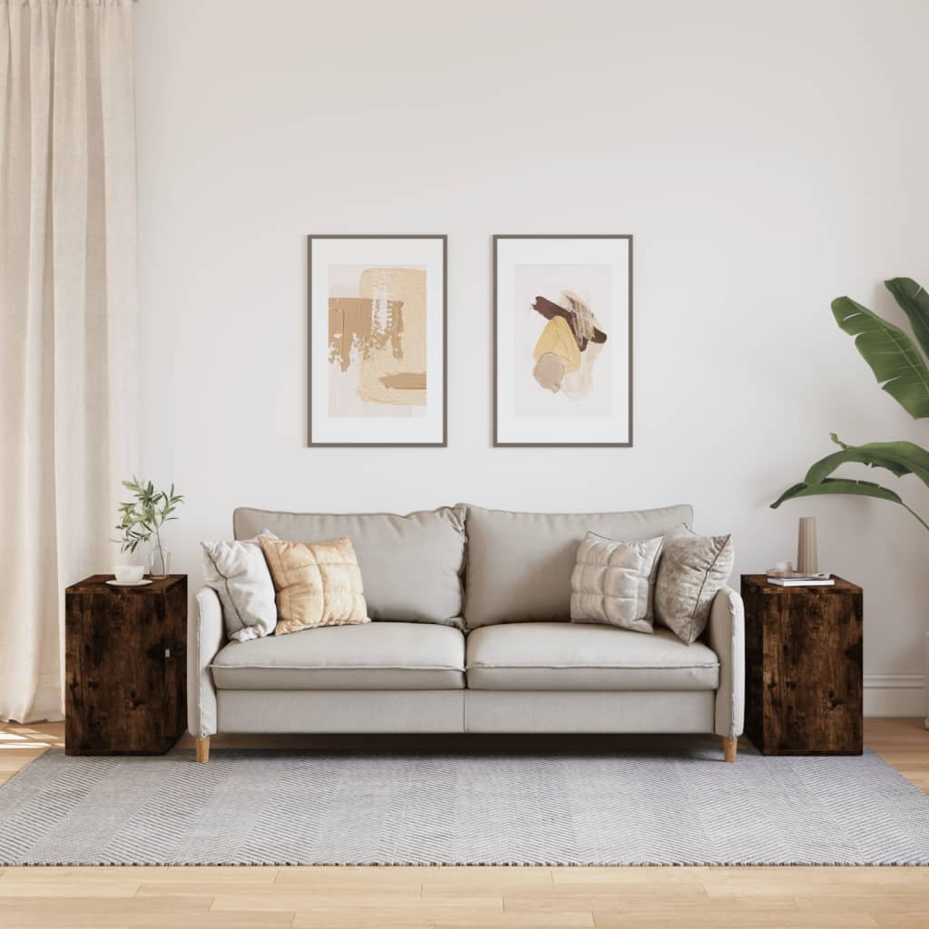 Tables d'appoint 2 pcs chêne fumé 50x30x50 cm bois d'ingénierie - XIOS