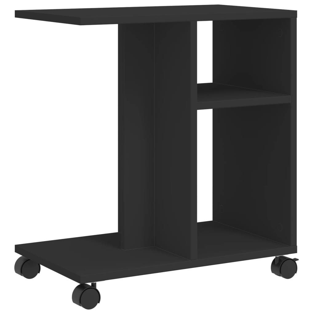 Table d'appoint avec roues noir 50x30x55 cm bois d'ingénierie - XIOS