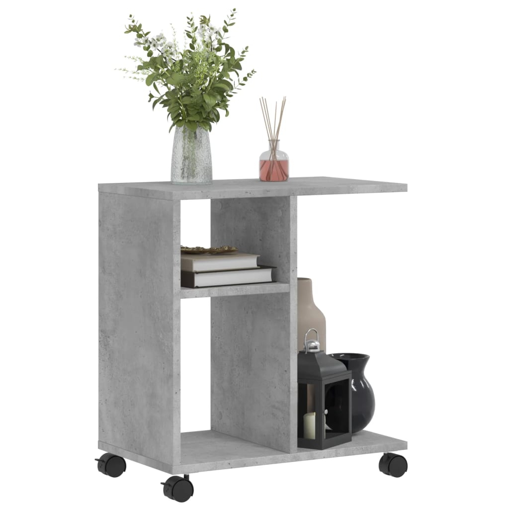 Table d'appoint avec roues gris béton bois d'ingénierie - XIOS