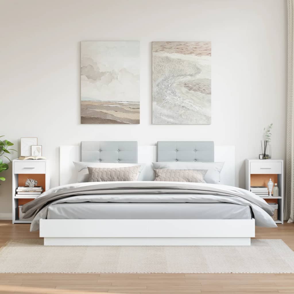 Tables de chevet 2 pcs blanc 35x34x65 cm bois d'ingénierie