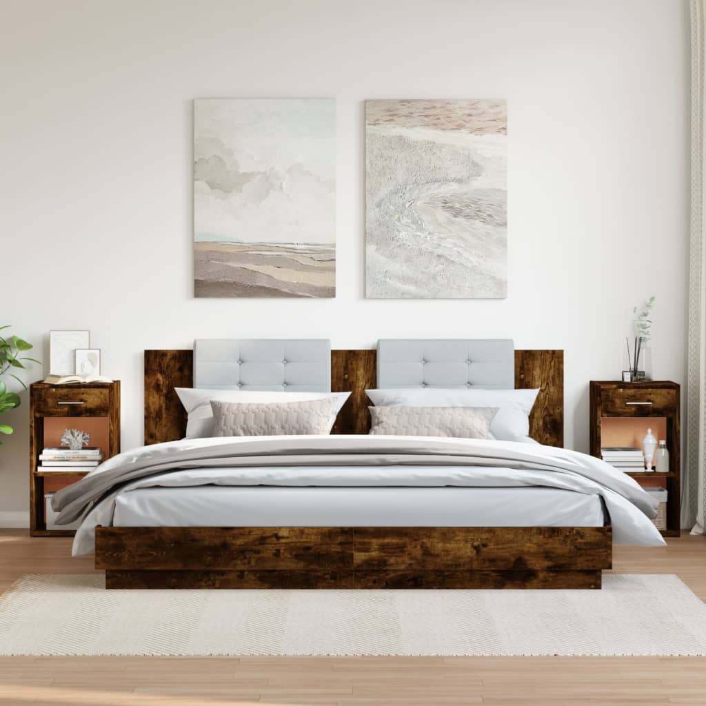 Tables de chevet 2 pcs chêne fumé 35x34x65 cm bois ingénierie - XIOS