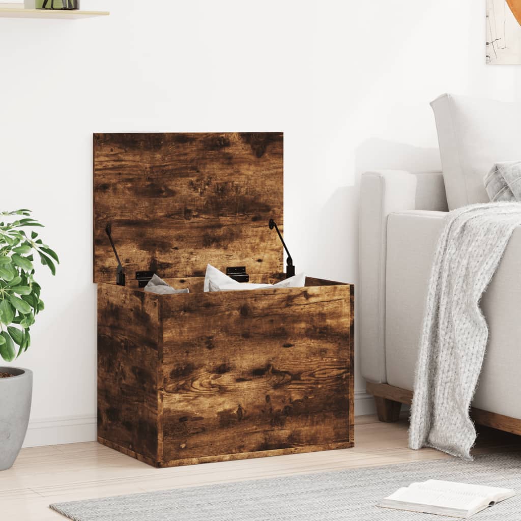 Boîte de rangement chêne fumé 60x42x46 cm bois d'ingénierie - XIOS