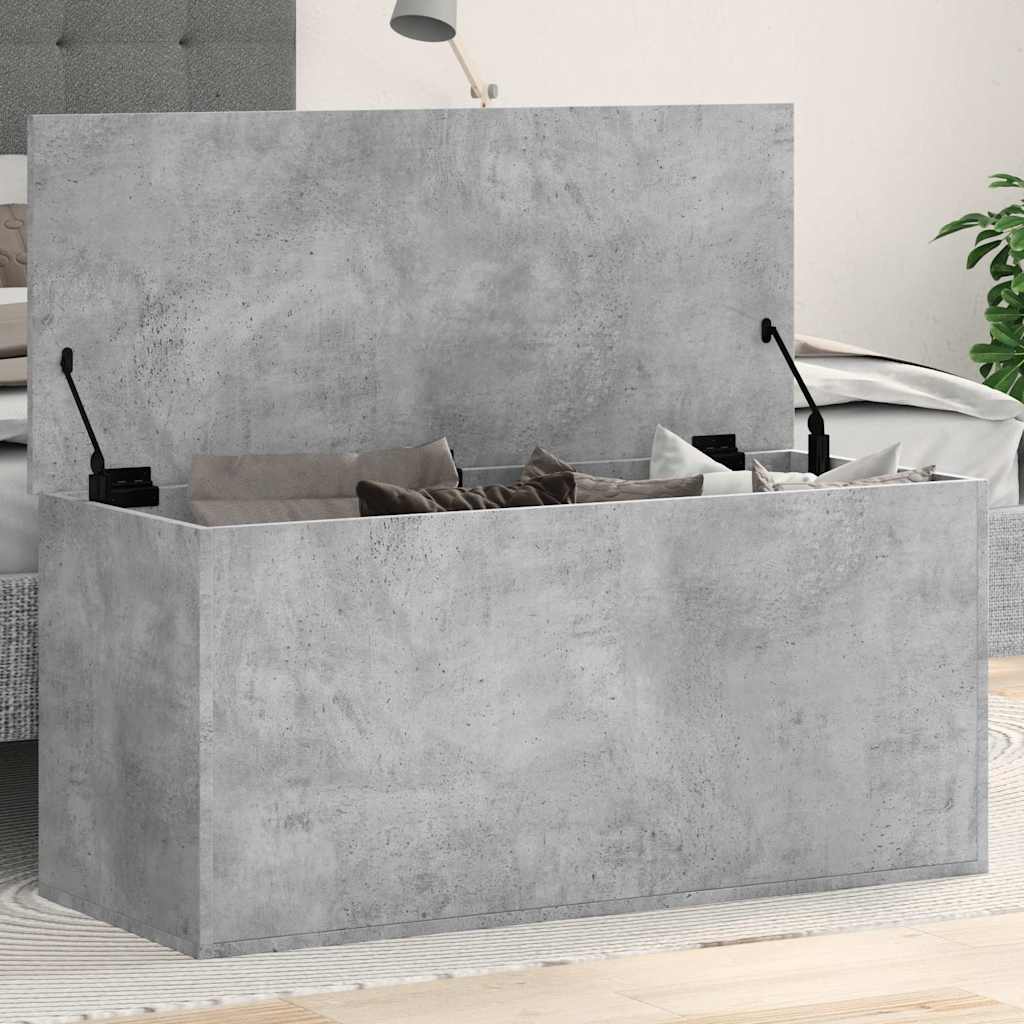 Boîte de rangement gris béton 100x42x46 cm bois d'ingénierie - XIOS