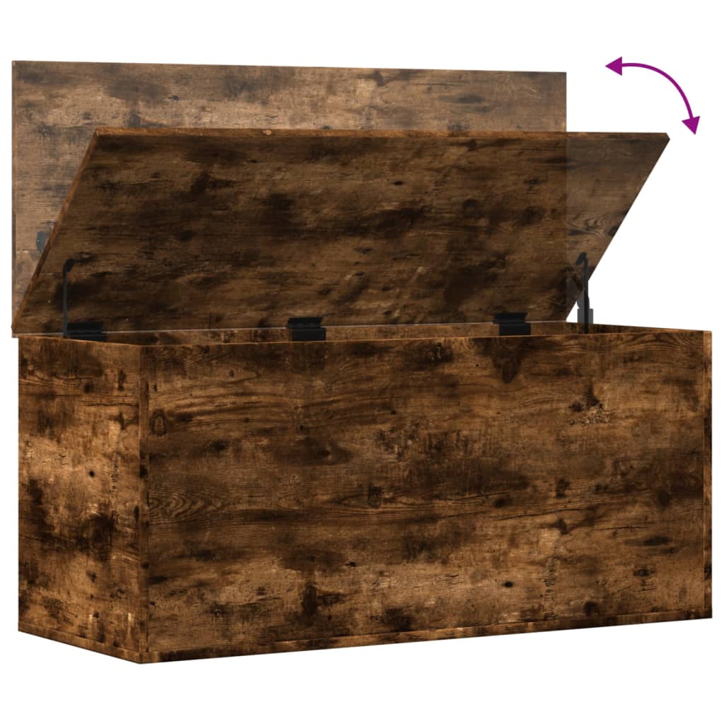 Boîte de rangement chêne fumé 100x42x46 cm bois d'ingénierie - XIOS