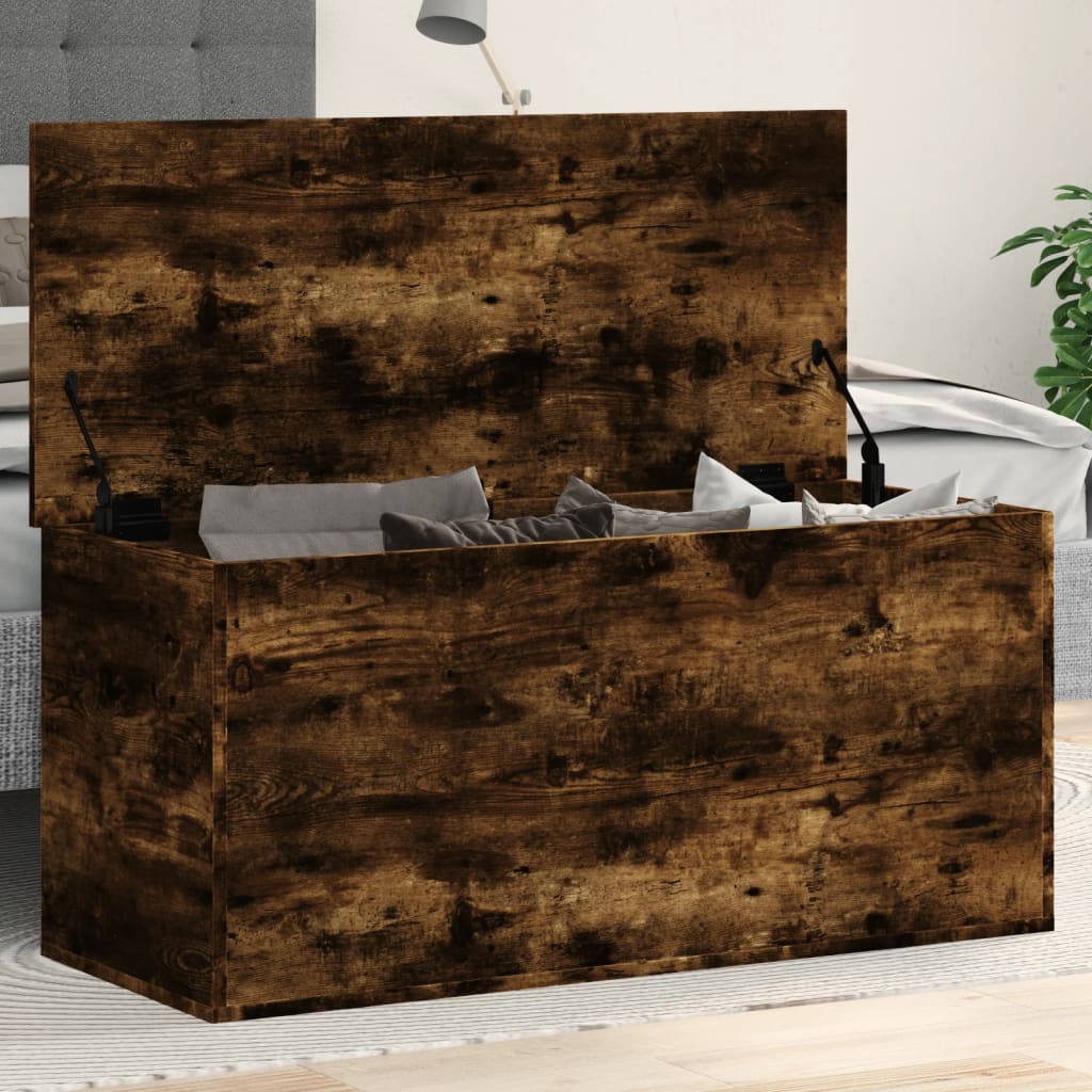 Boîte de rangement chêne fumé 100x42x46 cm bois d'ingénierie - XIOS