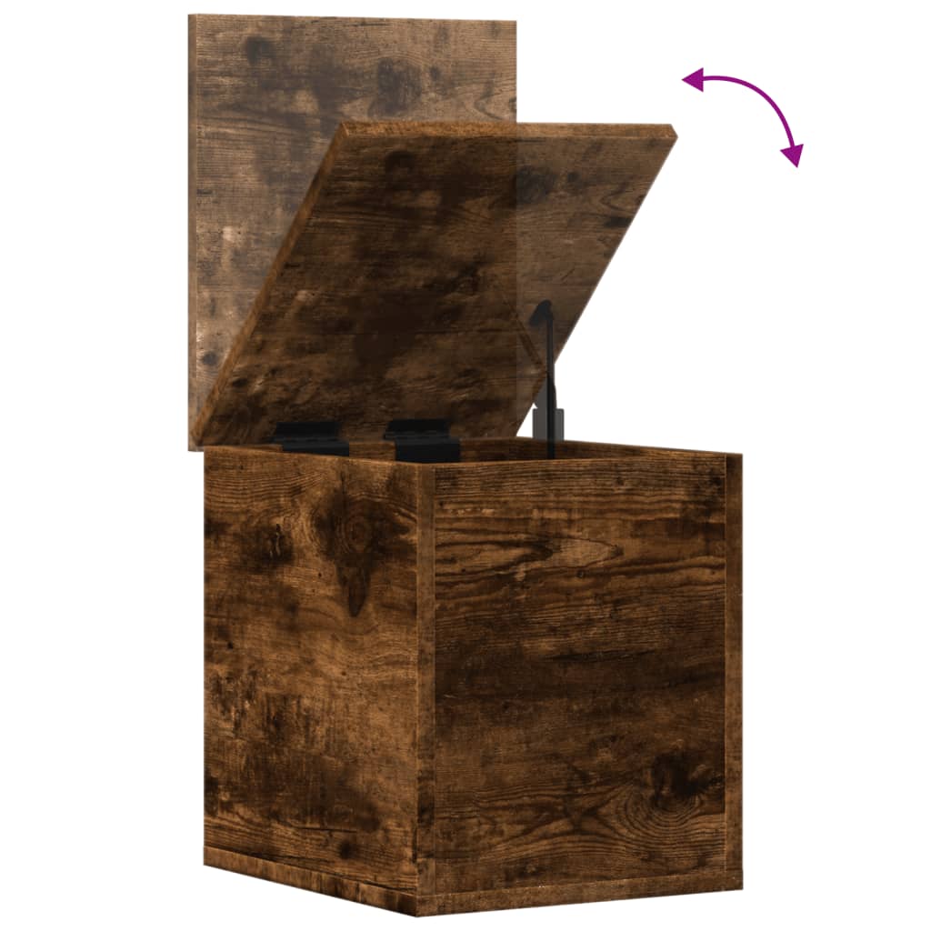Boîte de rangement chêne fumé 30x35x35 cm bois d'ingénierie - XIOS