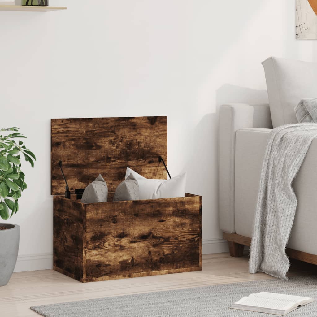 Boîte de rangement chêne fumé 60x35x35 cm bois d'ingénierie - XIOS