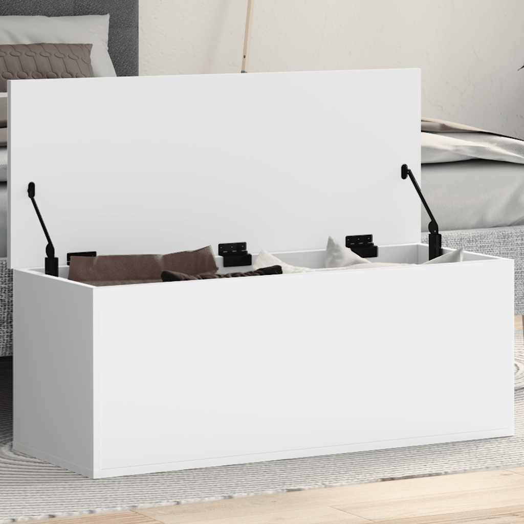 Boîte de rangement blanc 90x35x35 cm bois d'ingénierie