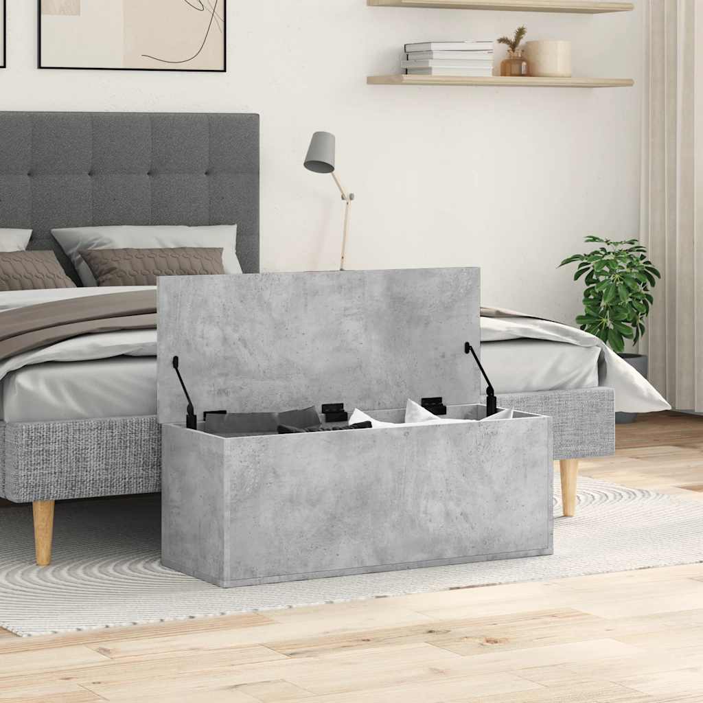 Boîte de rangement gris béton 90x35x35 cm bois d'ingénierie - XIOS