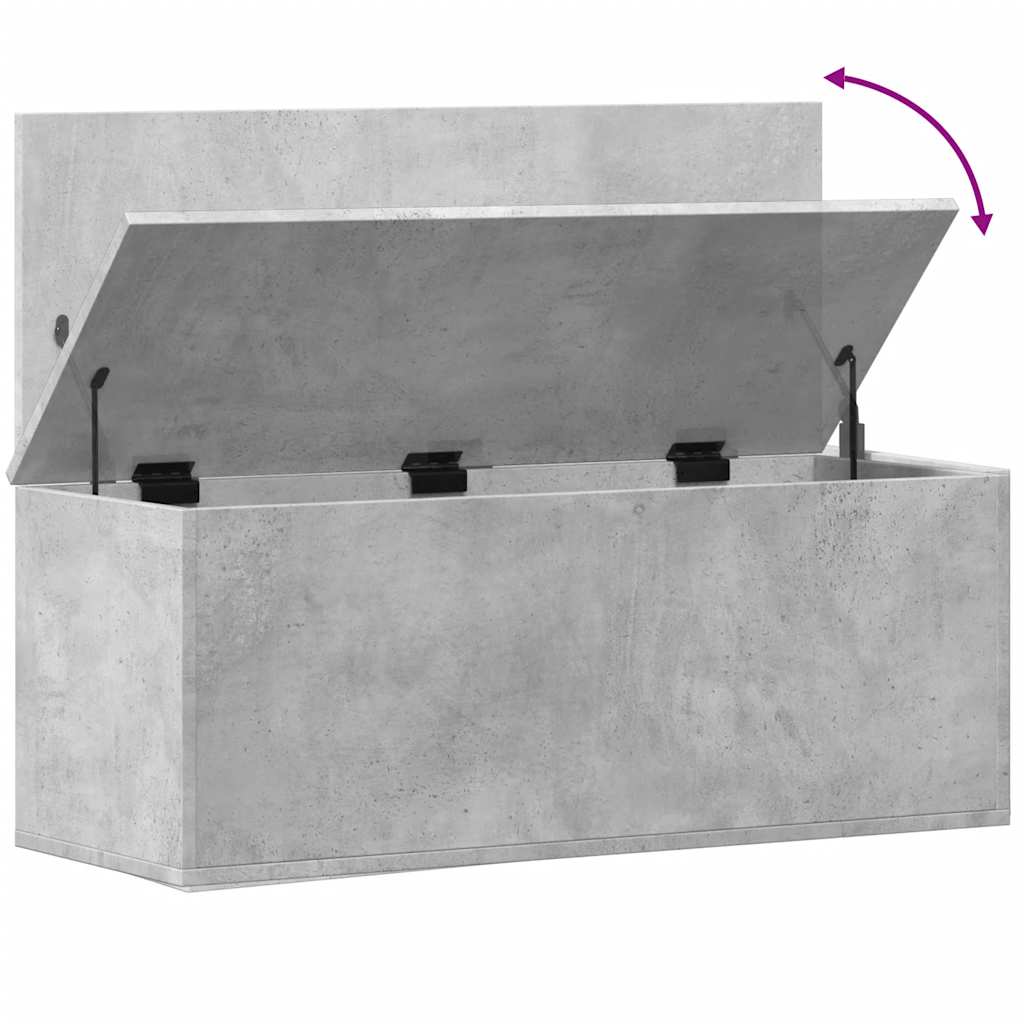 Boîte de rangement gris béton 90x35x35 cm bois d'ingénierie - XIOS