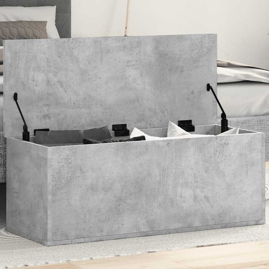Boîte de rangement gris béton 90x35x35 cm bois d'ingénierie - XIOS