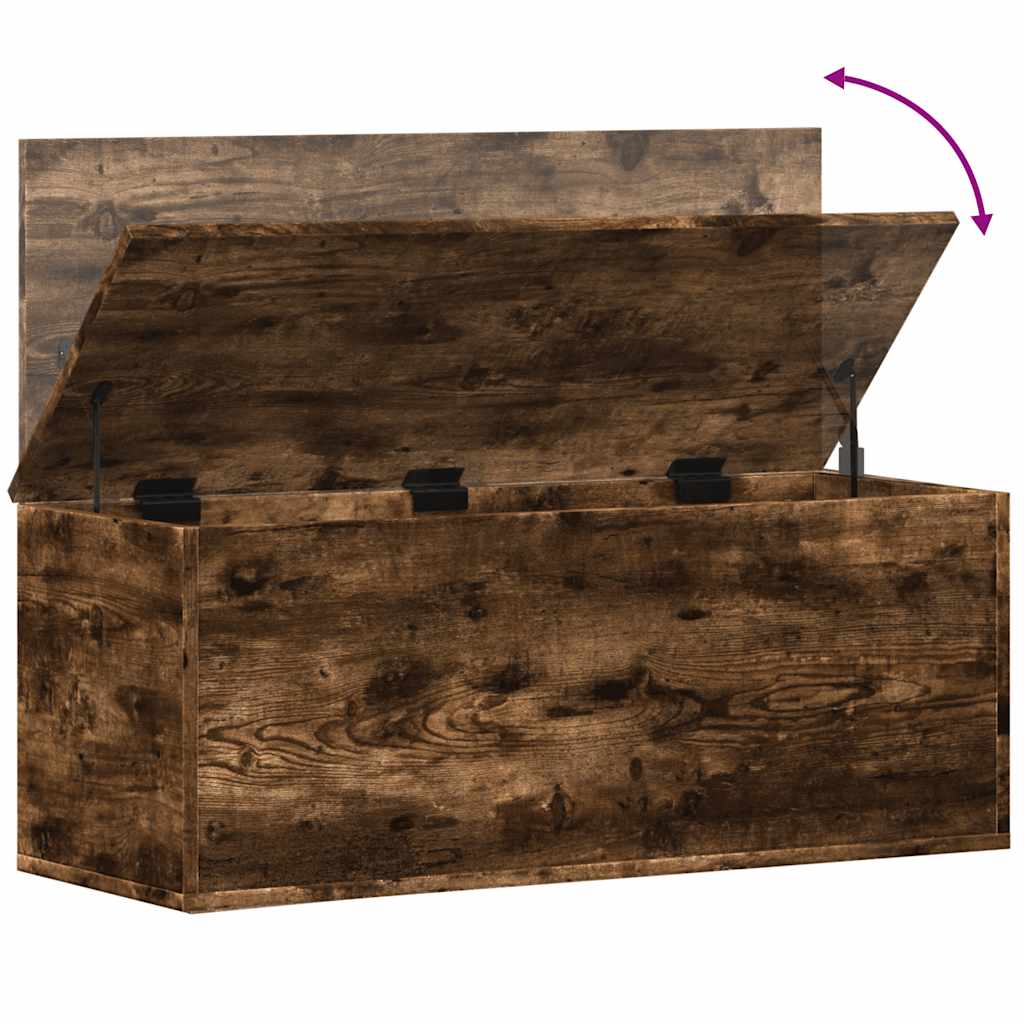 Boîte de rangement chêne fumé 90x35x35 cm bois d'ingénierie - XIOS
