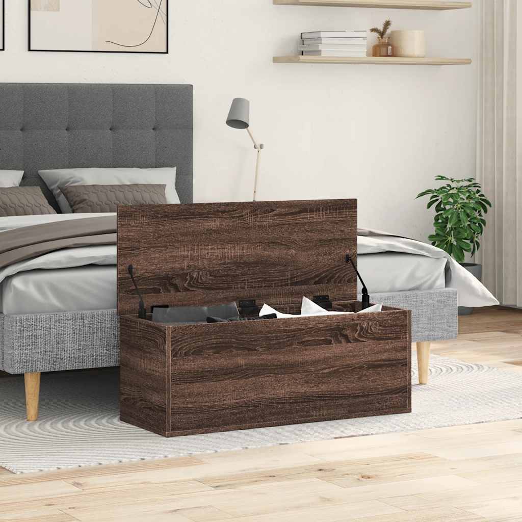 Boîte de rangement chêne marron 90x35x35 cm bois d'ingénierie - XIOS