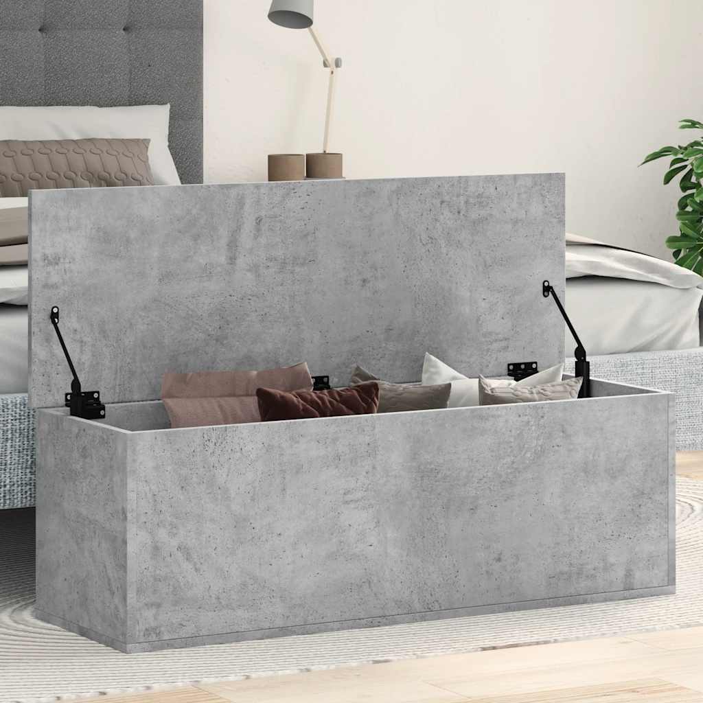Boîte de rangement gris béton 102x35x35 cm bois d'ingénierie - XIOS