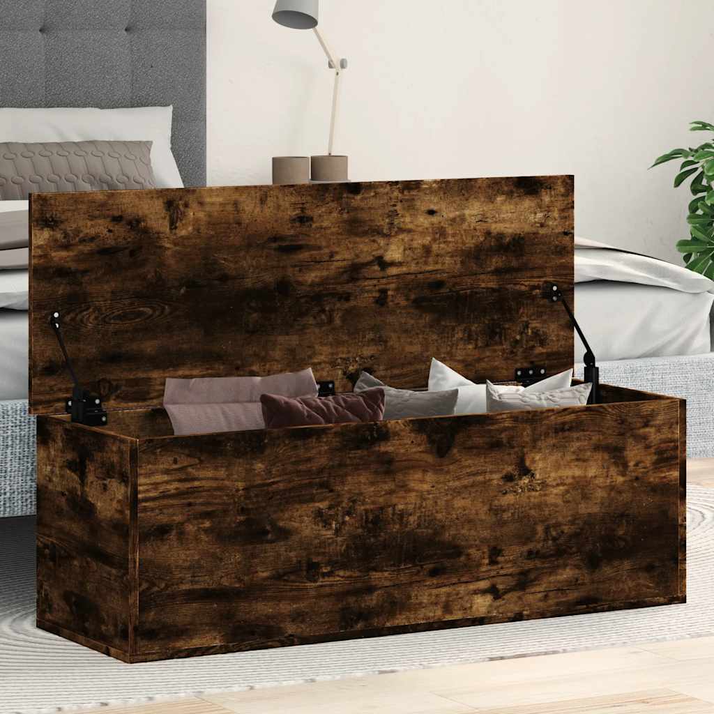 Boîte de rangement chêne fumé 102x35x35 cm bois d'ingénierie - XIOS