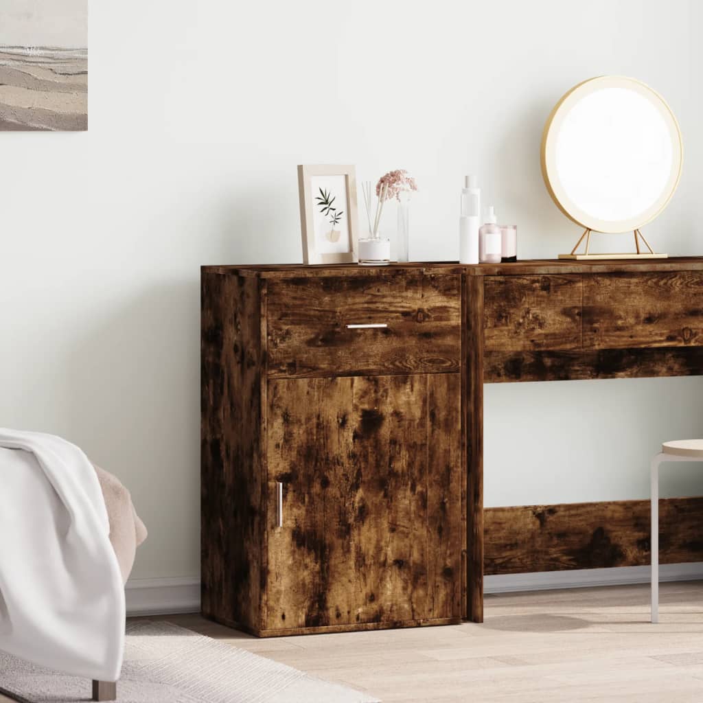 Armoire de rangement chêne fumé 56,5x39x90 cm bois d'ingénierie - XIOS