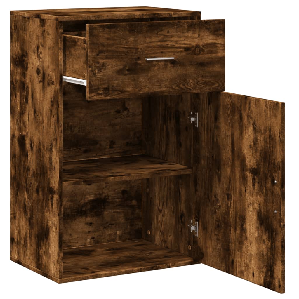 Armoire de rangement chêne fumé 56,5x39x90 cm bois d'ingénierie - XIOS