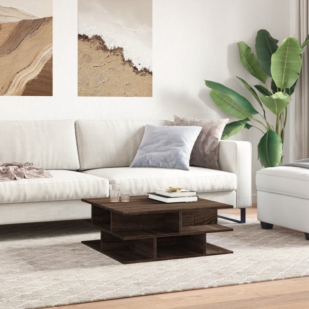 Table basse chêne marron 70x70x29 cm bois d'ingénierie - XIOS