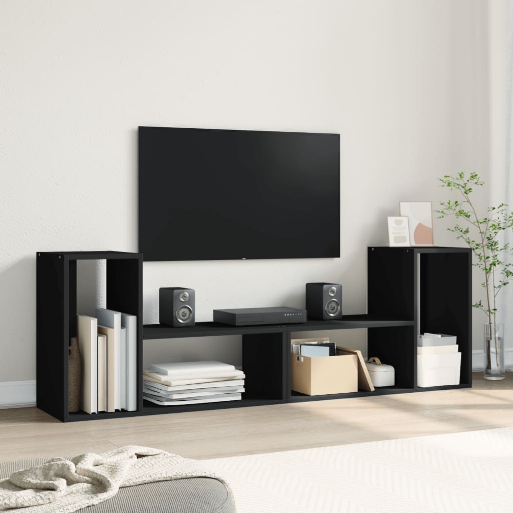 Meubles TV 2 pcs noir 75x30x50 cm bois d'ingénierie - XIOS