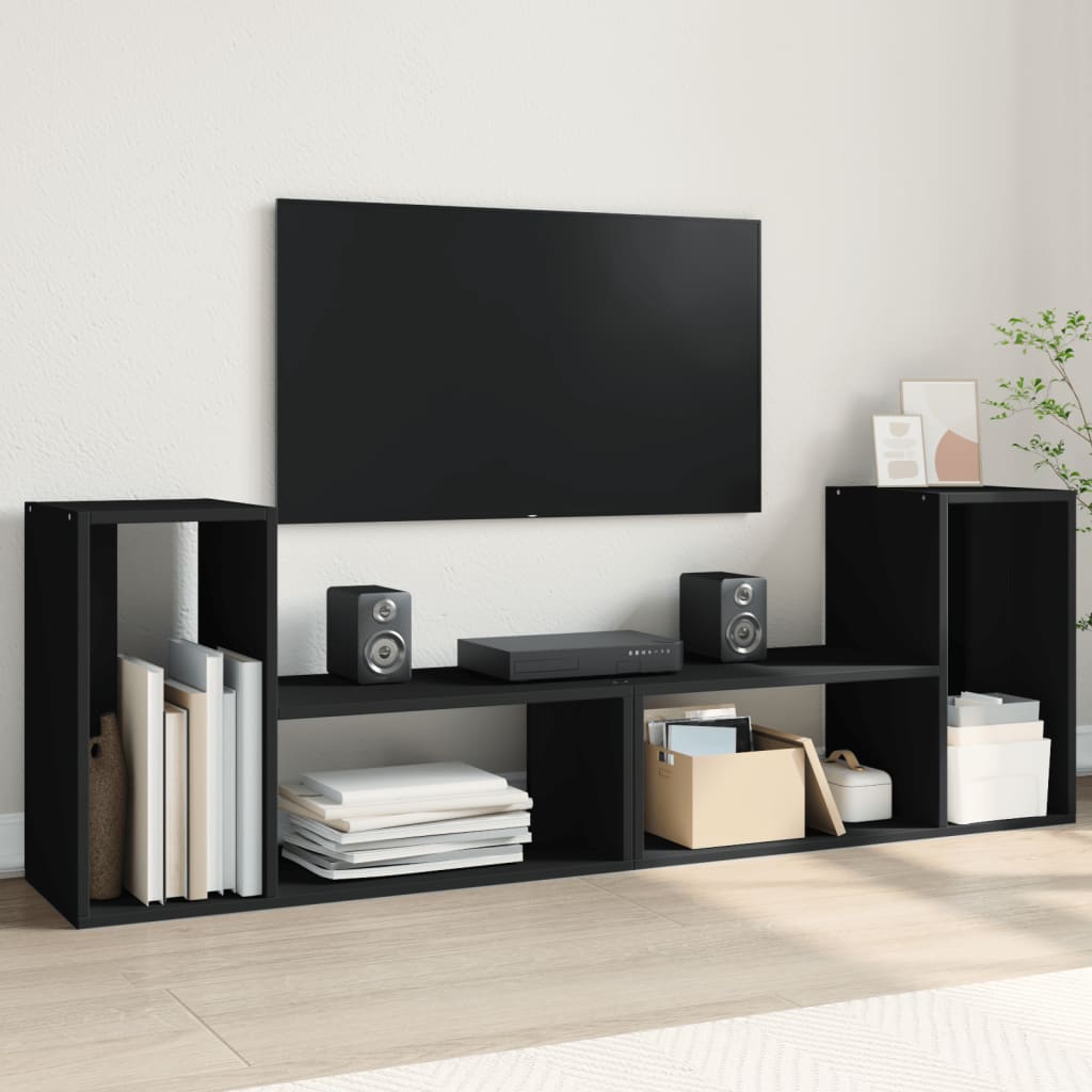 Meubles TV 2 pcs noir 75x30x50 cm bois d'ingénierie - XIOS