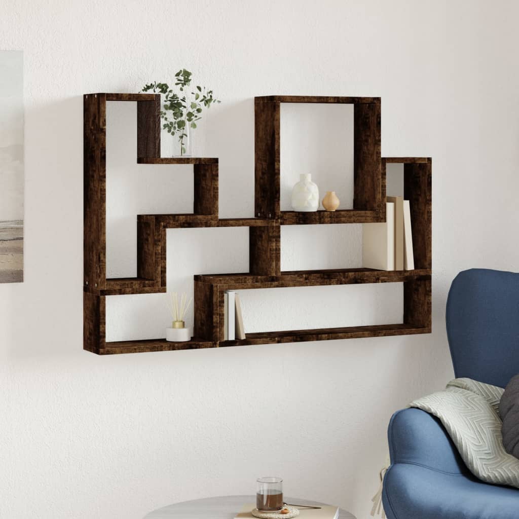 Étagère murale chêne fumé 96x12x64 cm bois d'ingénierie - XIOS