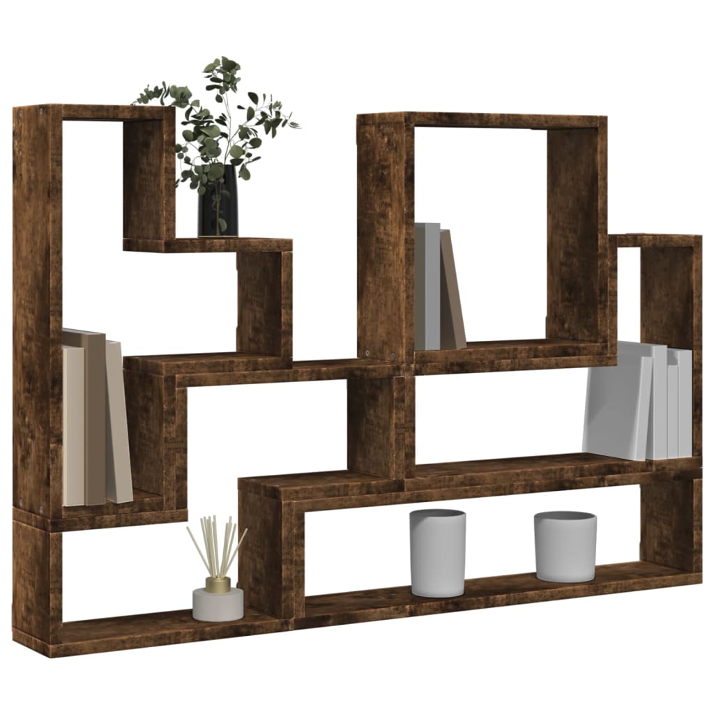 Étagère murale chêne fumé 96x12x64 cm bois d'ingénierie - XIOS
