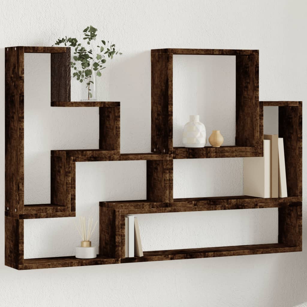 Étagère murale chêne fumé 96x12x64 cm bois d'ingénierie - XIOS