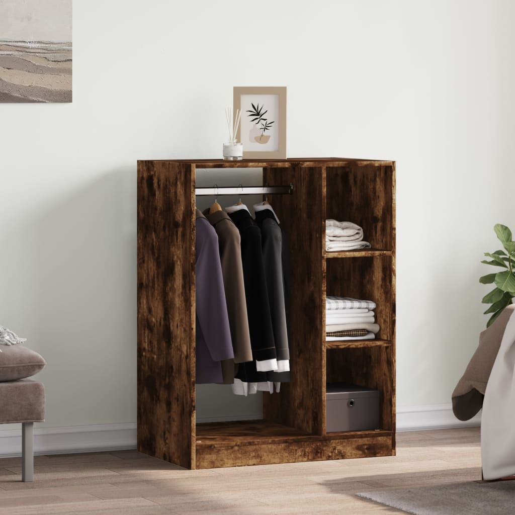Garde-robe chêne fumé 77x48x102 cm bois d'ingénierie - XIOS