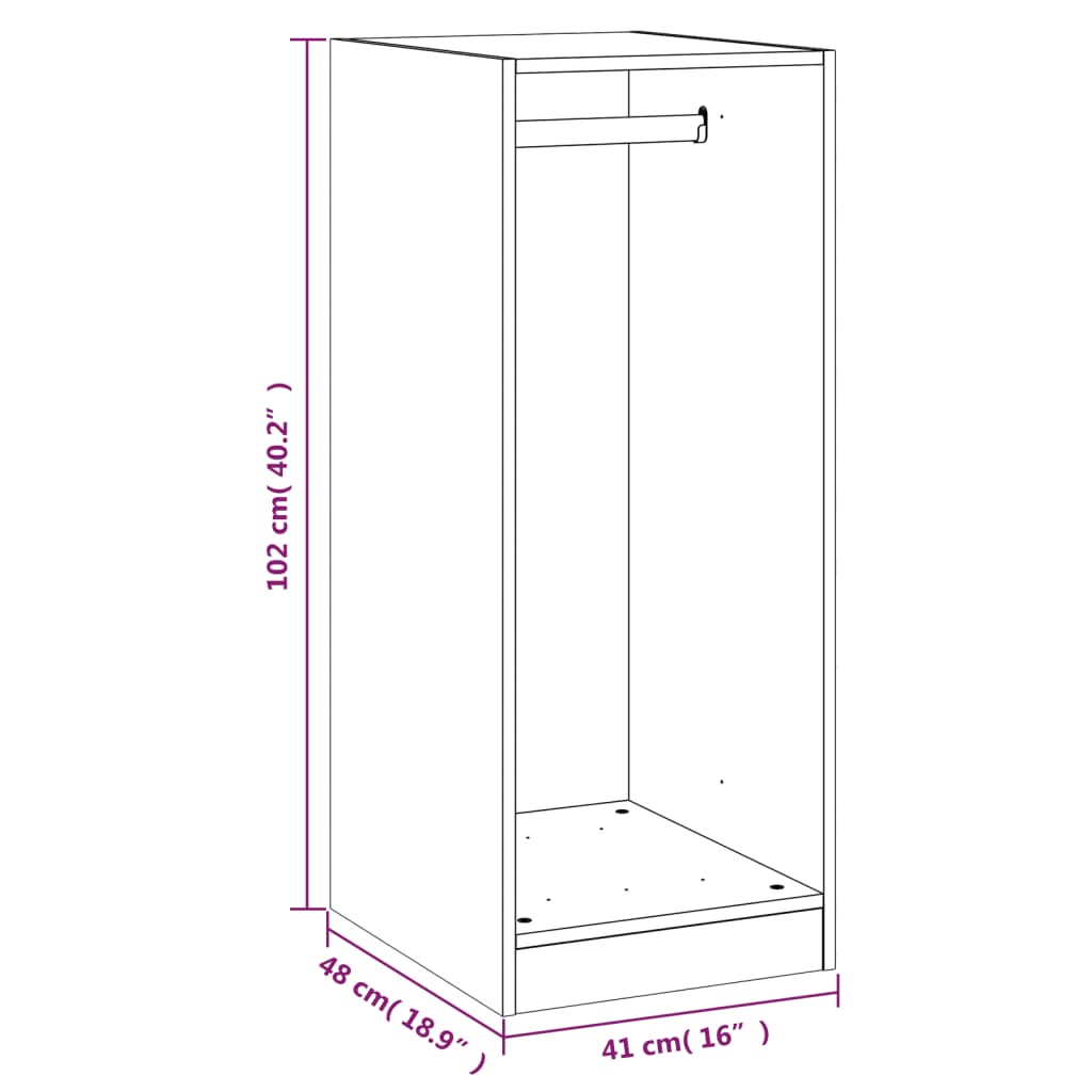Garde-robe chêne fumé 48x41x102 cm bois d'ingénierie - XIOS