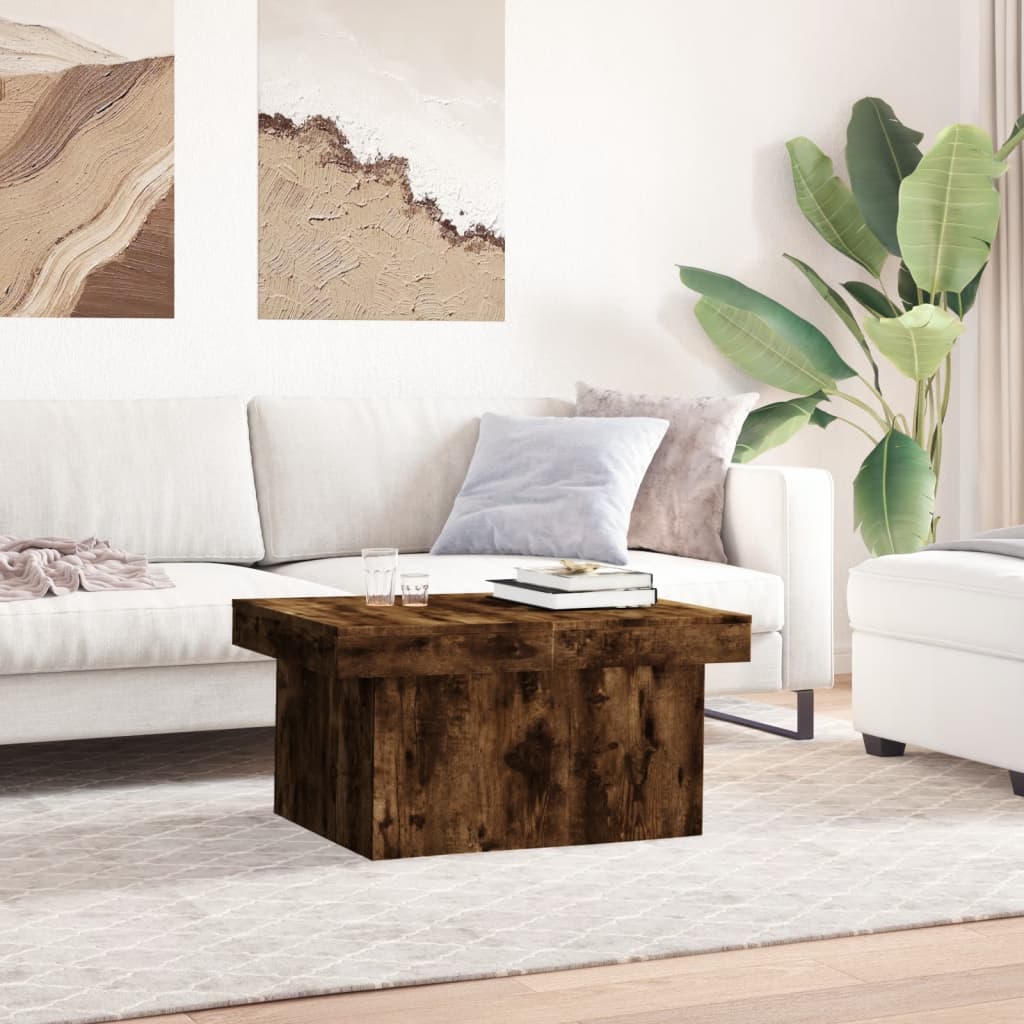 Table basse chêne fumé 80x55x40 cm bois d'ingénierie - XIOS