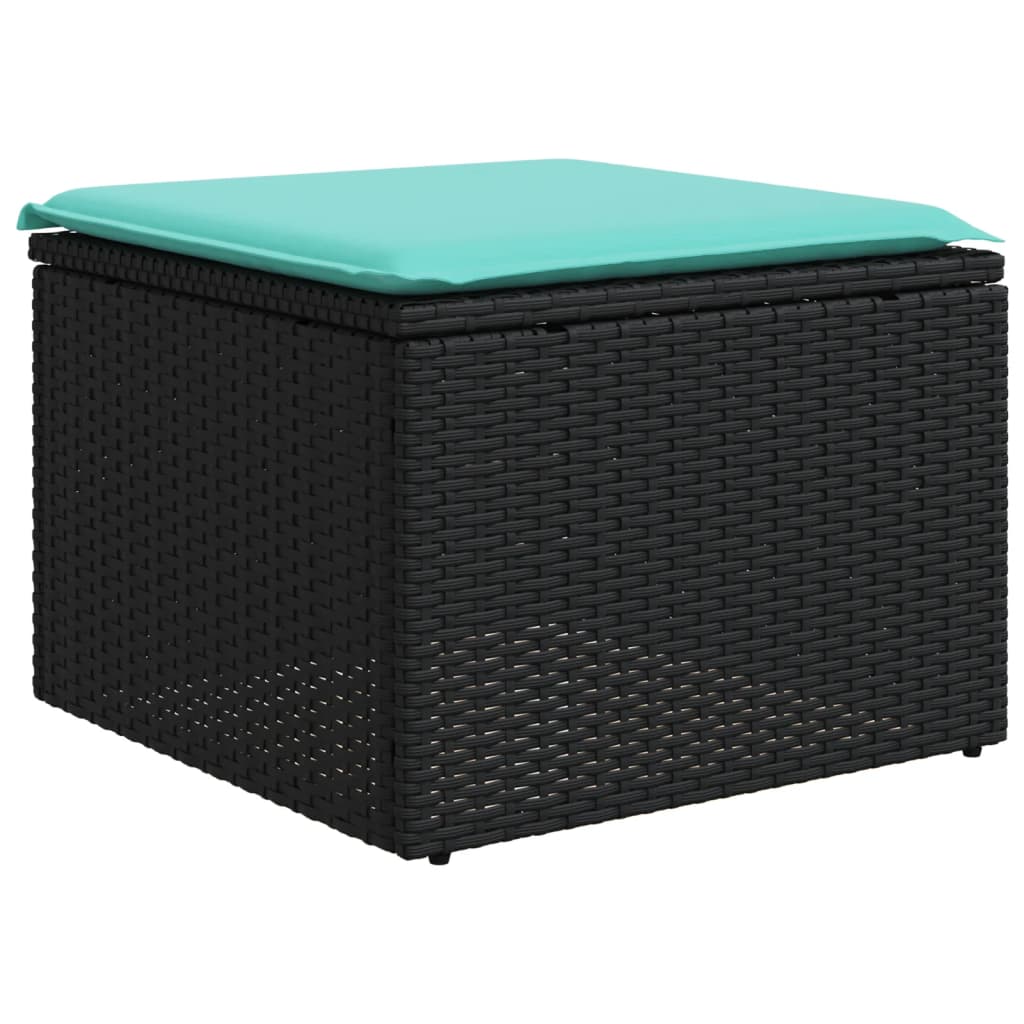 Ensemble de canapé de jardin 8 pcs avec coussins noir résine tressée