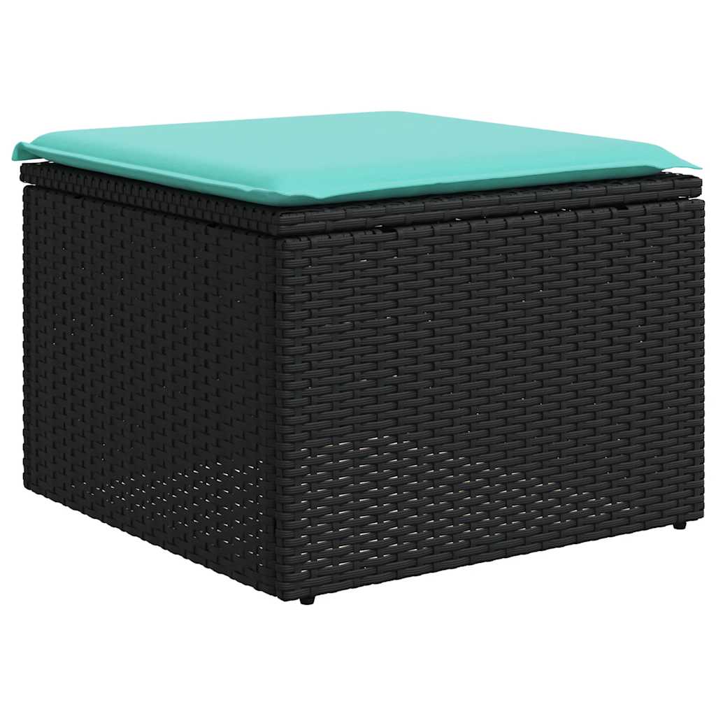 Salon de jardin 10 pcs avec coussins noir résine tressée