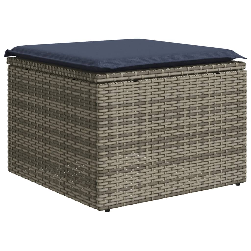 Ensemble de canapé de jardin 11 pcs avec coussins gris résine tressée