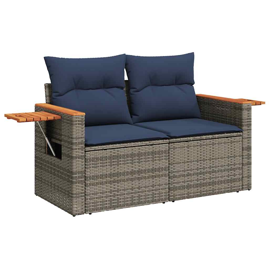 Salon de jardin 10 pcs avec coussins gris résine tressée
