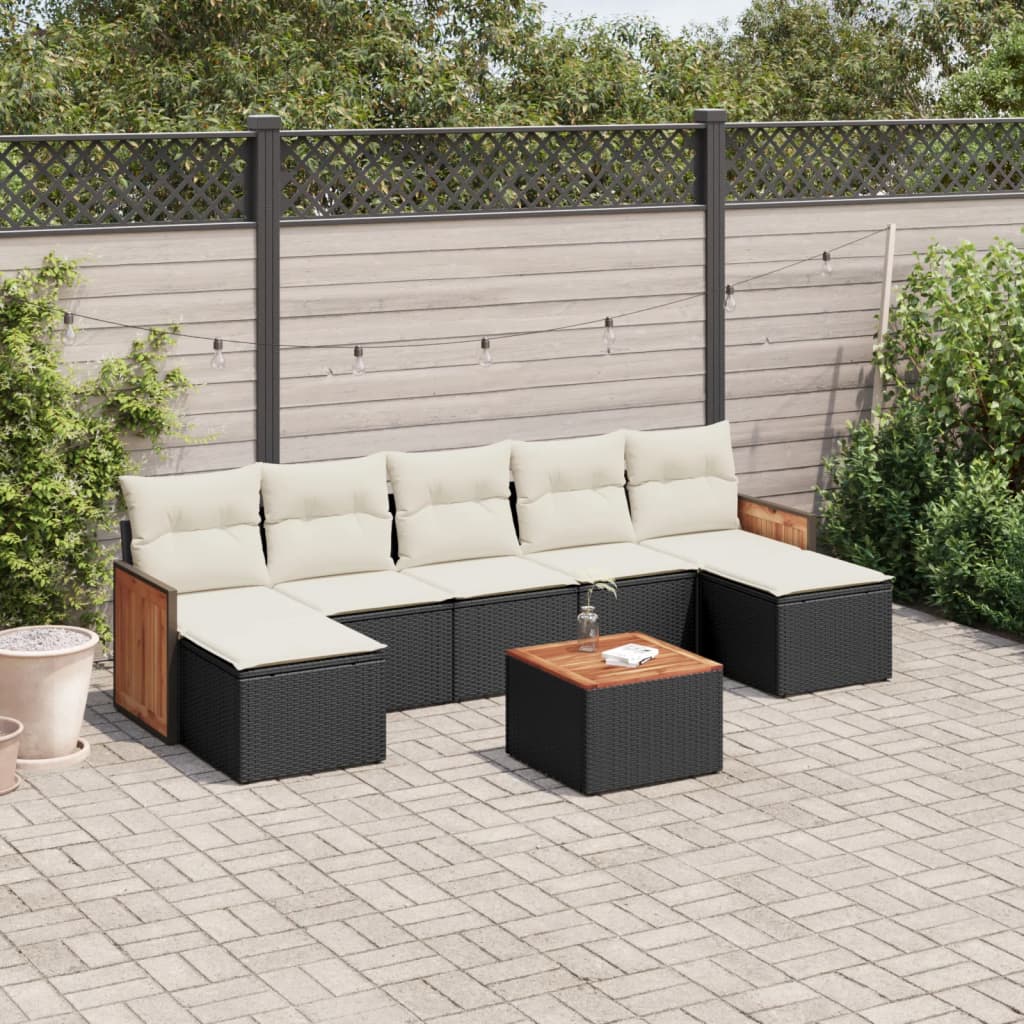 Salon de jardin 8 pcs avec coussins noir résine tressée - XIOS