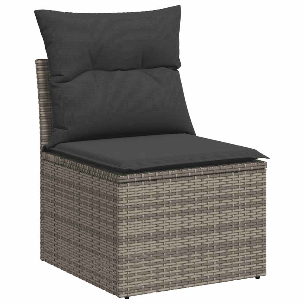 Salon de jardin 7 pcs avec coussins noir résine tressée