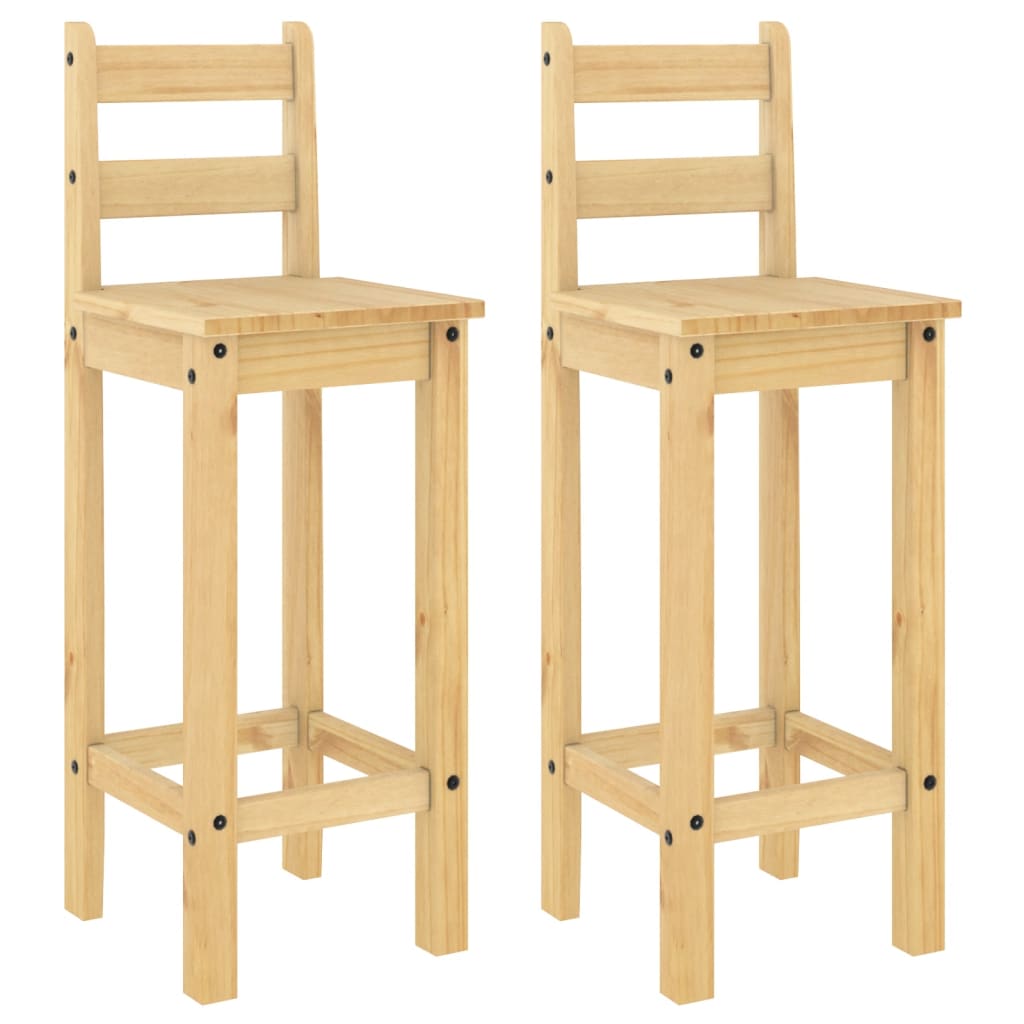 Chaises de bar lot de 2 bois de pin solide - XIOS